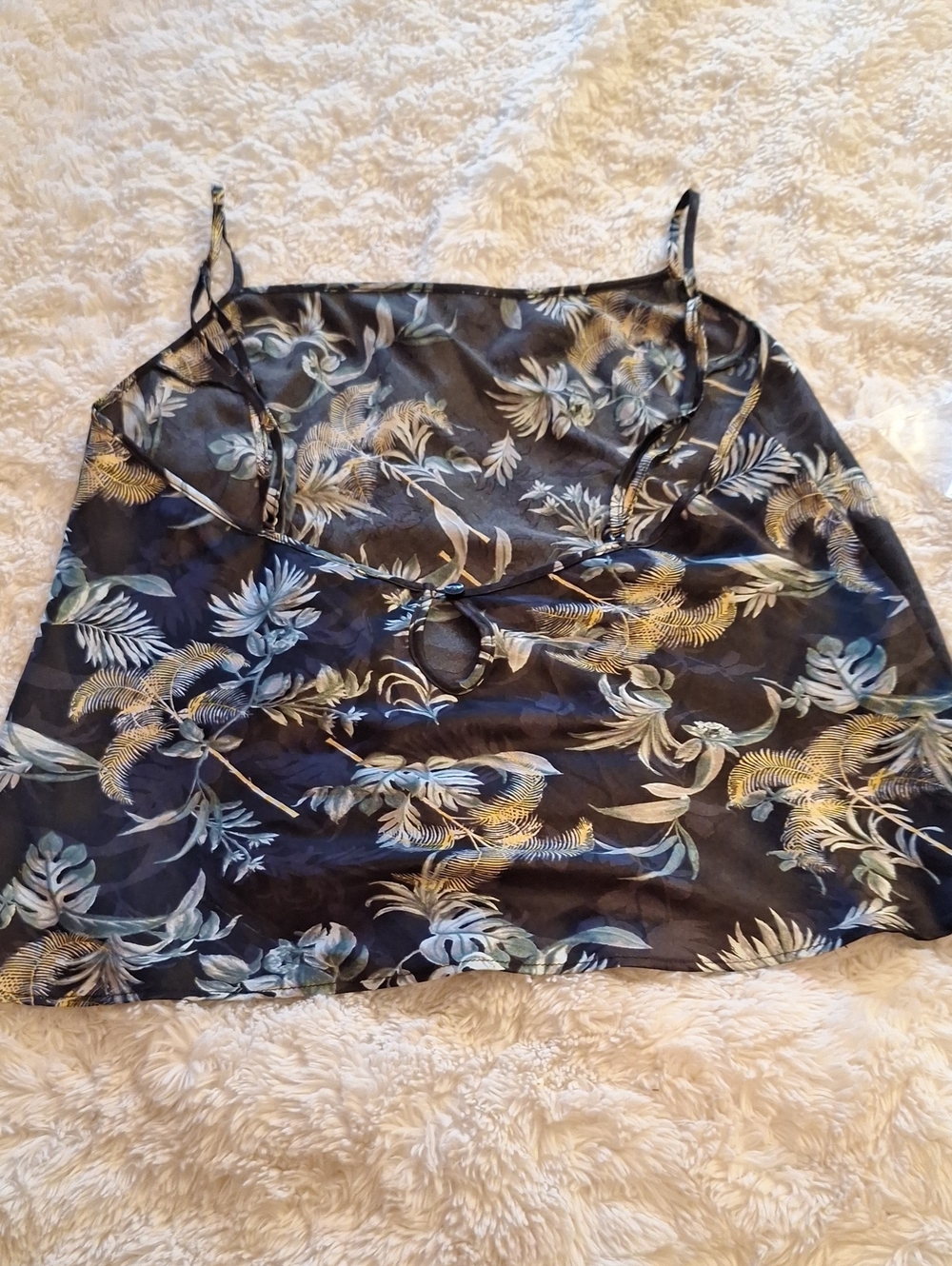 Victoria's Secret Black Tropical Leaf Print Cami Size S/P/CH - Picture 2 of 4